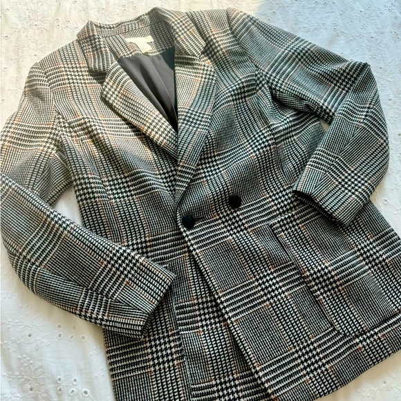 H&M Double Button Houndstooth Blazer Jacket (Size US 8) - Picture 1 of 7